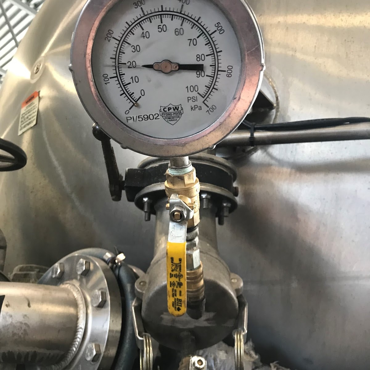 Pressure gauge during inspection